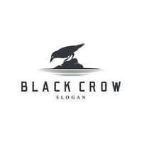 crow logo design with simple concept template illustration vector
