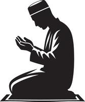 Muslim man in salah pose shadow artwork on a clean white background vector