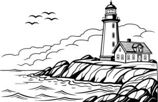 A scene with a lighthouse vector