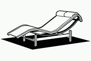 A lounge chair with smooth Black line art vector