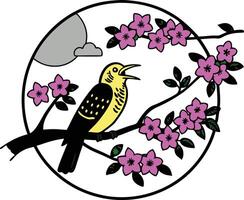 Cuckoo sings in spring round shape clean colour vector
