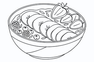 a smoothie bowl reveals the black line of the fresh fruits vector