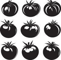 tomatoes black silhouette set of tomatoes on white background vector