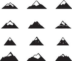 mountain peaks icon set vector