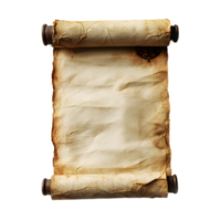 Aged Scroll of Ancient Manuscript on Transparent Background png