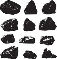 un colección de oscuro piedras en un blanco fondo. vector