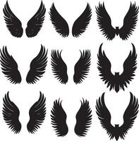 a set of black wings with different shapes vector
