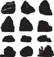 set of rocks and boulders illustration vector