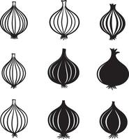 an onion icon set on a white background vector