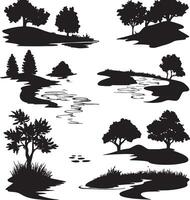 Dark outlines of plants and grass. vector