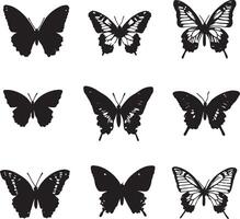 butterflies silhouettes set of six different types of butterflies vector