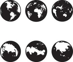 A group of dark and light globe designs. vector