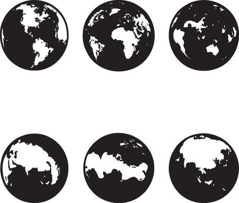 A group of dark and light globe designs.