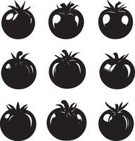 tomatoes black silhouette set of different tomatoes vector