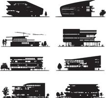 silhouettes of modern buildings in different stages of construction vector
