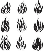 A compilation of six various fire flame graphics. vector