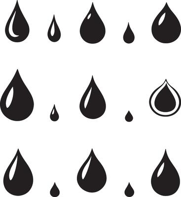 A collection of water drop icons illustration.