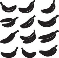 a set of black silhouettes of bananas vector