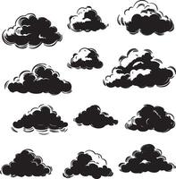 A collection of black cloud illustrations. vector