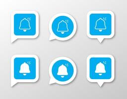 Notification bell icon set. 3 alert symbol concepts vector