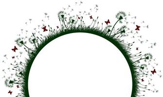 Frame with dandelions and butterflies. vector
