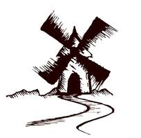 Sketch of old mill. vector