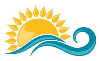 Logo of the dawn of the sun with a blue wave vector