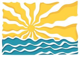A background with the bright summer sun with beams. vector