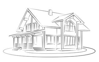 The Sketch of a wooden house. vector