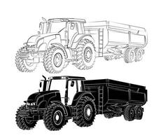 Sketch of a big tractor. vector