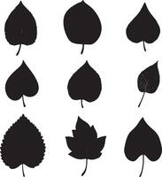 Dark leaf silhouettes on a white backdrop. vector