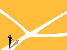 man standing making a decision at crossroads vector