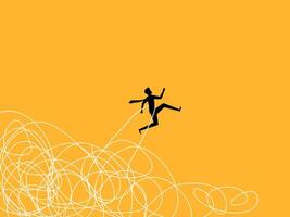 Discovering a Solution. Businessman Jumps Away from Chaos vector