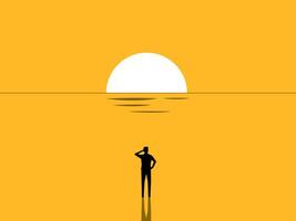Business is in decline, End of an era, Businessman watching the sunset, Business concept vector