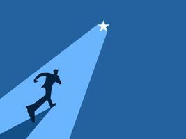 Imagination, Success, Businessman running to the shining star vector