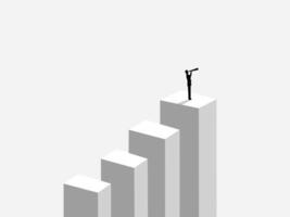 Leader, Vision, Successful businessman standing on a higher bar graph vector