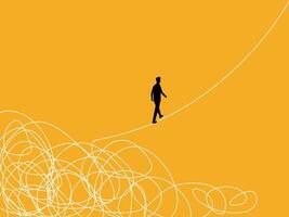 Problem Solving. Businessman Walks Away from Chaos vector