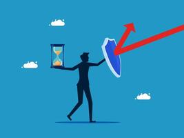 man holding a shield and an hourglass vector