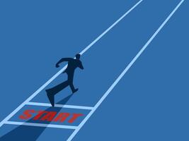 Business start, Businessman running from the start vector