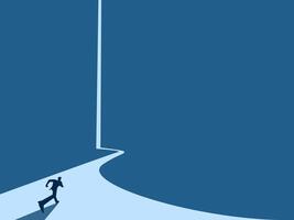 Ambition, Investment, Businessman running on a long path and growing vector