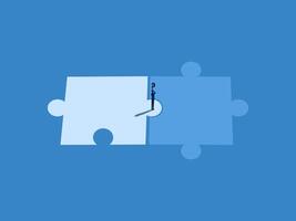 Expand Branch, Find Partners, Businessmen Solve Problems on Puzzle Pieces vector
