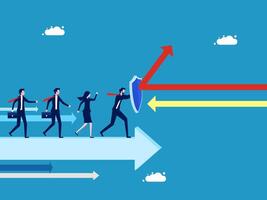 business people walking on arrows with arrows pointing up vector
