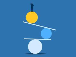 balancing on board and sphere. business concept vector