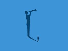 Businessman in the spotlight shines on the shadow of a visionary leader vector