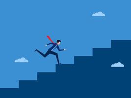 Businessman running up the stairs of success.Business concept vector