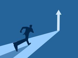 Progress, Businessman running on the arrow growing up vector