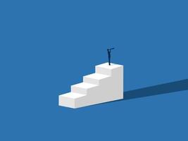 man standing on the top step searching for new opportunities. vector