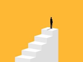 Done. Businessman standing on the top of the ladder vector