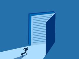 Invest in knowledge, Businessman running on a path with an open book vector