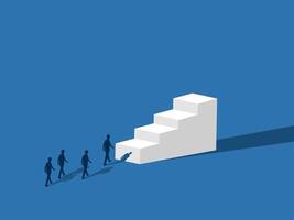 Development. Business team walks to the ladder of success vector